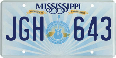 MS license plate JGH643