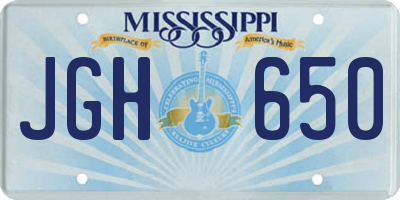 MS license plate JGH650