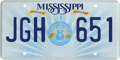 MS license plate JGH651