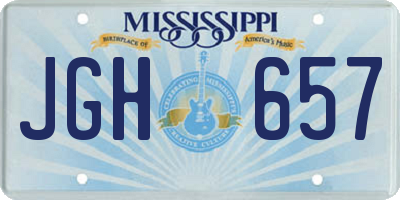 MS license plate JGH657