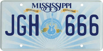MS license plate JGH666