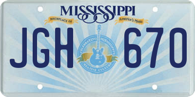 MS license plate JGH670
