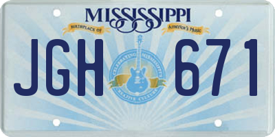 MS license plate JGH671