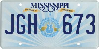 MS license plate JGH673