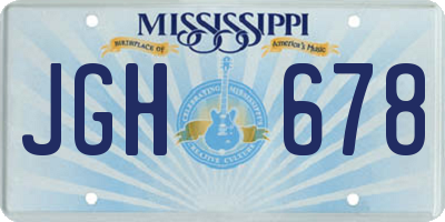MS license plate JGH678