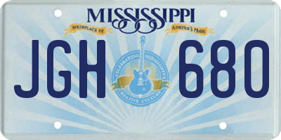 MS license plate JGH680