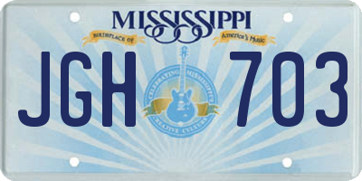 MS license plate JGH703