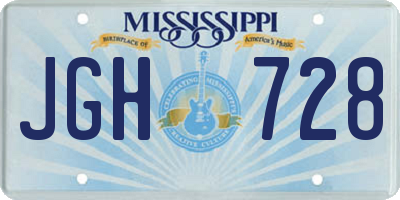 MS license plate JGH728