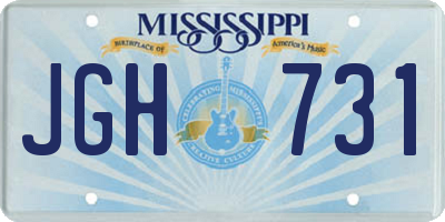 MS license plate JGH731