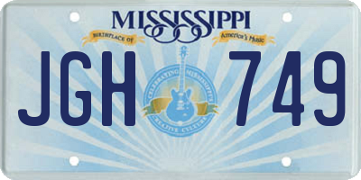 MS license plate JGH749