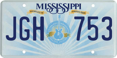 MS license plate JGH753