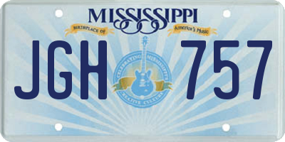 MS license plate JGH757