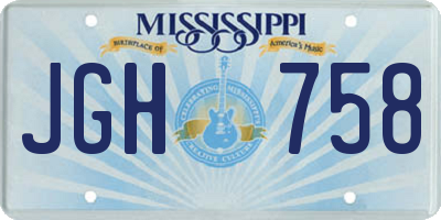 MS license plate JGH758