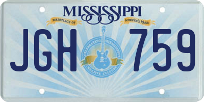 MS license plate JGH759