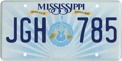 MS license plate JGH785