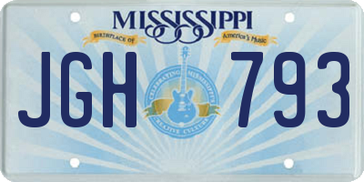 MS license plate JGH793