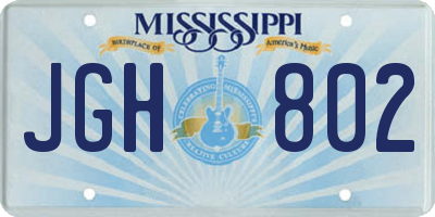 MS license plate JGH802