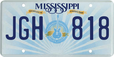 MS license plate JGH818