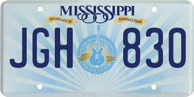 MS license plate JGH830