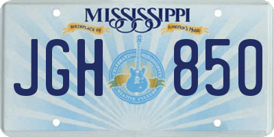 MS license plate JGH850