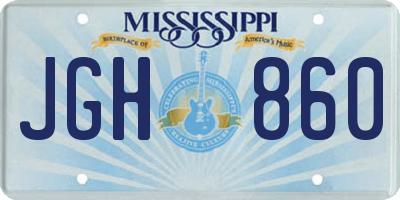 MS license plate JGH860