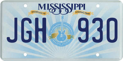 MS license plate JGH930