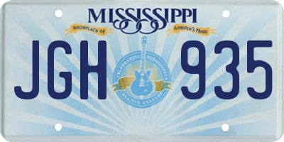 MS license plate JGH935