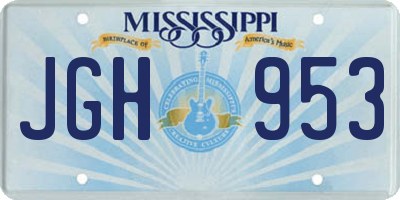 MS license plate JGH953