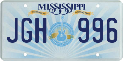 MS license plate JGH996