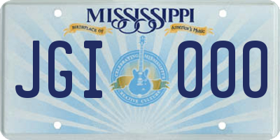 MS license plate JGI000