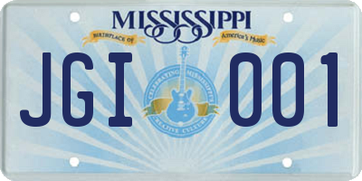 MS license plate JGI001