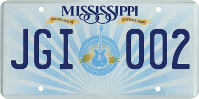MS license plate JGI002