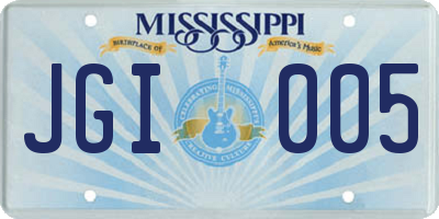 MS license plate JGI005