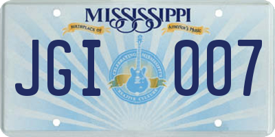 MS license plate JGI007