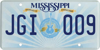 MS license plate JGI009