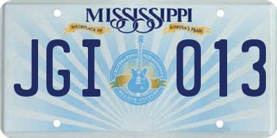 MS license plate JGI013