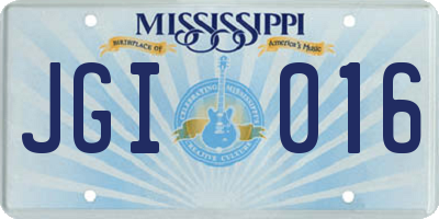 MS license plate JGI016