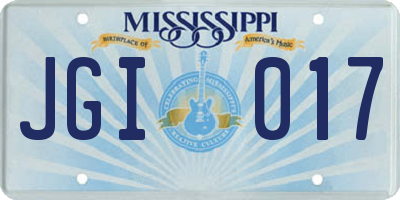 MS license plate JGI017