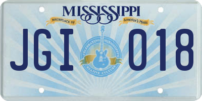 MS license plate JGI018
