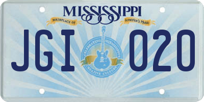 MS license plate JGI020