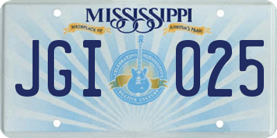 MS license plate JGI025