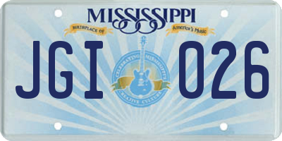 MS license plate JGI026