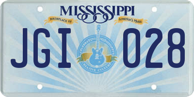 MS license plate JGI028