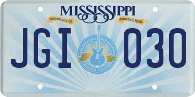 MS license plate JGI030