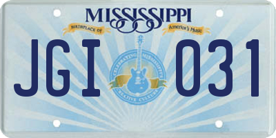 MS license plate JGI031