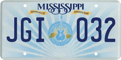 MS license plate JGI032