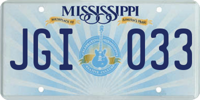 MS license plate JGI033