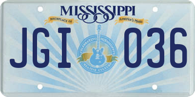 MS license plate JGI036