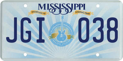 MS license plate JGI038