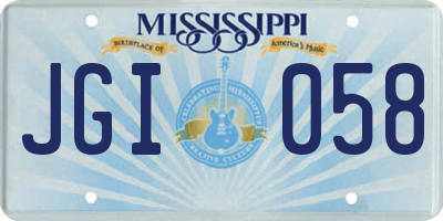 MS license plate JGI058